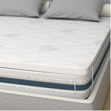 Ailime Topper Corrector Memory Mattress, Single, 90 x 200 x 3 cm, Removable, Aloe Vera, White, A Square