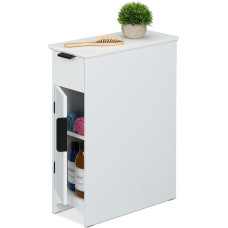Relaxdays Niche Cupboard, Drawer, 2 Cupboards, H x W x D: 61.5 x 21 x 46 cm, Bathroom and Kitchen, MDF, Side Shelf, White