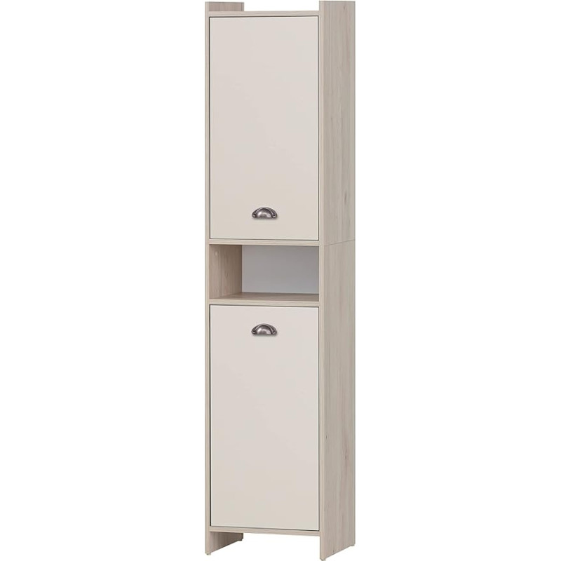 Schildmeyer Lindholm 155292 Tall Cupboard, Sand Oak Decor/Cream Beige, 40.2 x 33 x 176.3 cm