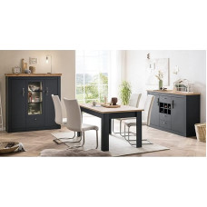 Lomadox Dining Room Living Room Furniture Set in Anthracite with Wotan Oak Nb.