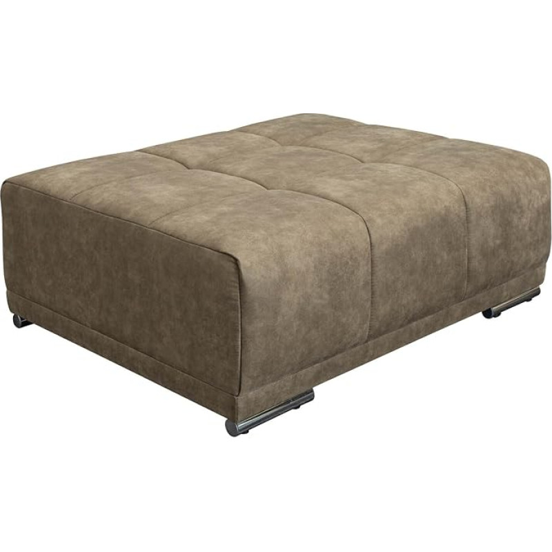 invicta INTERIOR Elegancia Modern Stool 110 cm Taupe with Decorative Quilting for Big Sofa