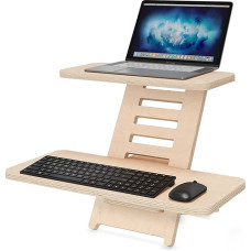 Standing Desk Attachment, Standing Desks, Wood, Laptop Stand, Stand, Standing Table, Lectern, Desk Attachment, Height Adjustable, Made in EU (Natural)