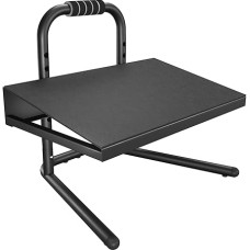 WORLDLIFT Desk Footrest - 6-Way Height Adjustable Footrest with Soft Grip Handle, Under-Desk Footrest for Standing and Sitting, All-Steel Construction, Black