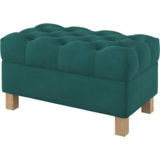 Furninero - Deep Upholstered Bench Stool Seat Rest Bed Stool Ottoman with Storage Space Square Legs 80cm Wide Majestic Velvet Aquamarine Fabric (Light Cleaning) Blue