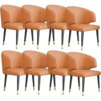 UIBHGVFG Dining Set with Wooden Legs 8 Pieces Microfiber Leather Kitchen Soft Padded Seat Counter Lounge Living Room Reception