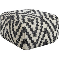 Beliani Modern Square Ottoman Wool 56 x 56 cm Black/White Knidos