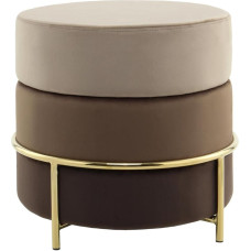 Qiyano Velvet Stool Pouf Velvety Fine Woven Fabric Cover with Gold Metal Frame for Living Room Bedroom or Dressing Table with Colour Gradient Taupe, Large and Round, Colour: Brown
