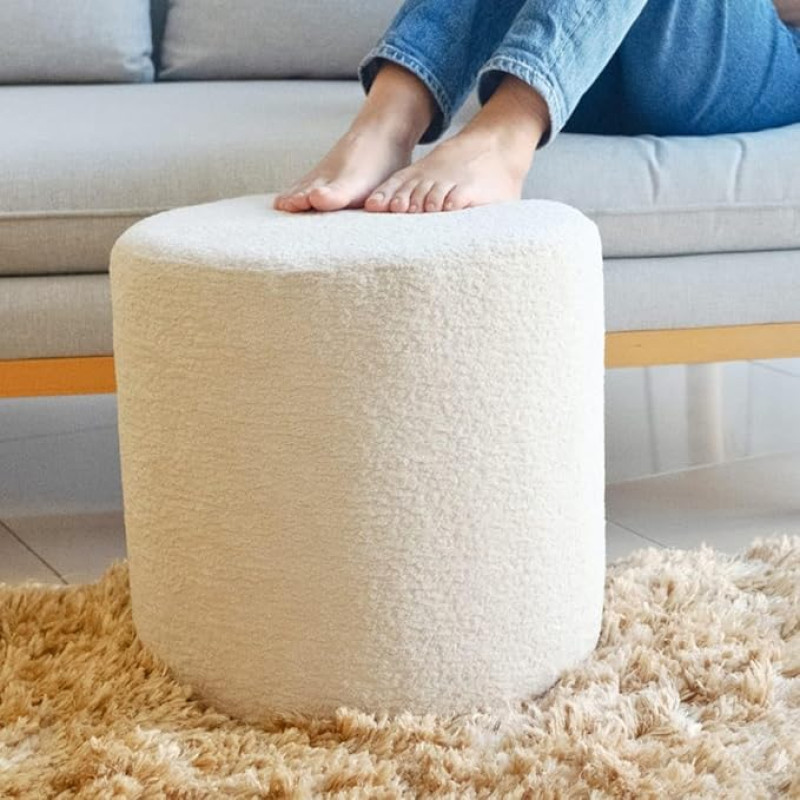 Lama Design Handmade Pouf Footstool for Living Room, Bedroom, Children's Room, Wooden Frame and Durable, Perfect for Resting Your Feet, Soft