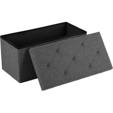 DUMOS 30 Inch Folding Ottoman Storage Box Footstool with Padded Seat Bedroom Bench for Living Room 300kg Load Capacity