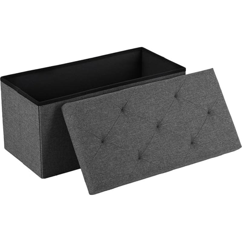 DUMOS 30 Inch Folding Ottoman Storage Box Footstool with Padded Seat Bedroom Bench for Living Room 300kg Load Capacity