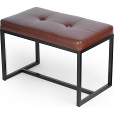 ACONUP Modern Ottoman Bench, Faux Leather Makeup Stool, Dressing Table Chair Small Bench with Metal Frame, Rectangular Footrest, Stool for Dressing Room, Living Room, Bathroom, Entryway