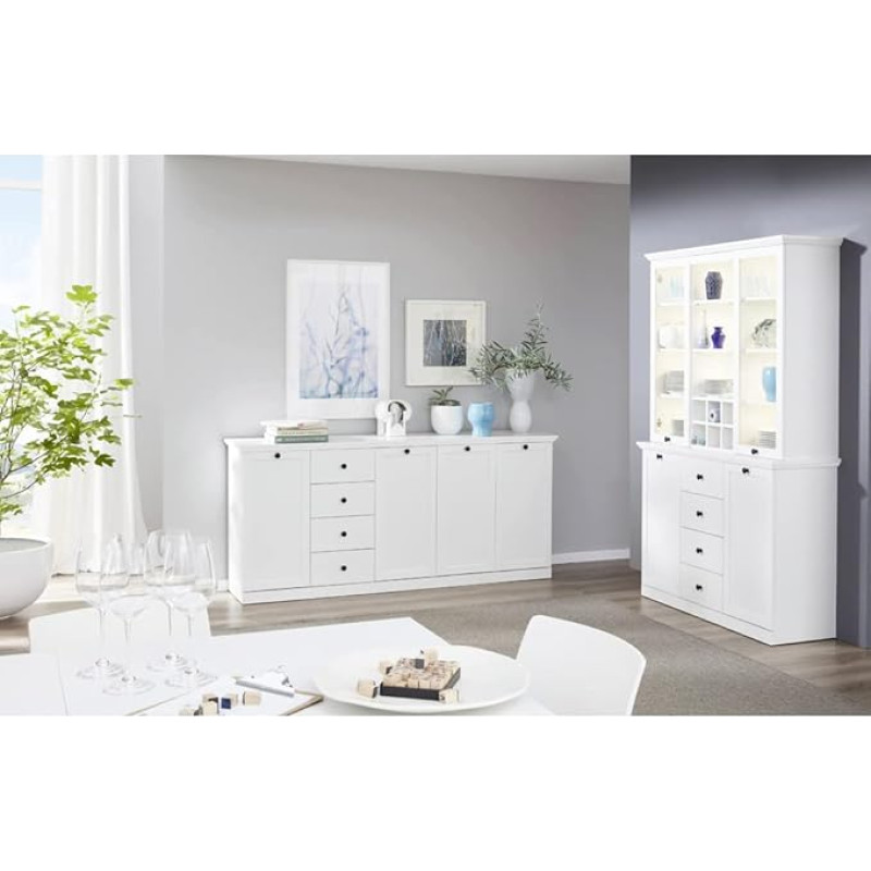 Lomadox Living Room Furniture Set Country House with Buffet Cabinet Illuminated W x H x D Approx. 330 x 194 x 41 cm White