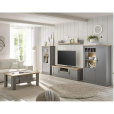 Lomadox Home Furniture Set with LED Lighting in Grey with Artisan Oak Nb.