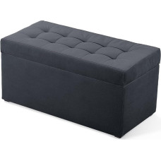 mg design Upholstered Stool, 45 x 90 cm, Graphite Colour - Soft Seat, Hinged with Storage Space (105 Litres) Holds a Load of up to 100 kg, Wicker - Stool for Living Room, Bedroom, Hallway