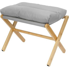 Nisorpa Foldable Footrest for Sofa Ottoman, Folding Wooden X Leg Footrest, Shoe Wrap Stool, Bamboo Footstool, Step Stool with Removable Soft Fabric Cushion for Living Room,