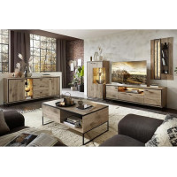 Home Furniture Set Brown 5-Piece Modern Living Room 1 Coffee Table 1 Highboard 1 Sideboard 1 Lowboard 1 Wall Shelf