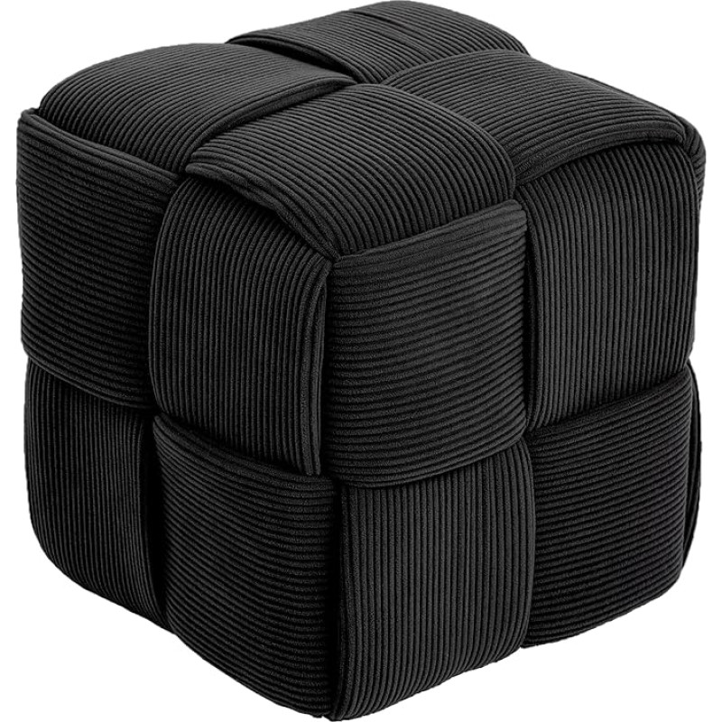 Cmishe Ottoman Footrest Soft and Comfortable Ottoman Square Cord Woven Design Sofa Stool