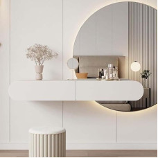 ZDFTGKM Floating Desk with Drawers Wall Mounted Dressing Table White (80 x 40 x 18 cm L x W x H)