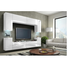 Furnitech Living Room Wall Unit | Hanging Living Room Wall Unit Modern | Living Room Cabinet Wall with Shelves and TV Cabinet | Living Room Furniture without LED (Future C1/HG/W/2 1A)