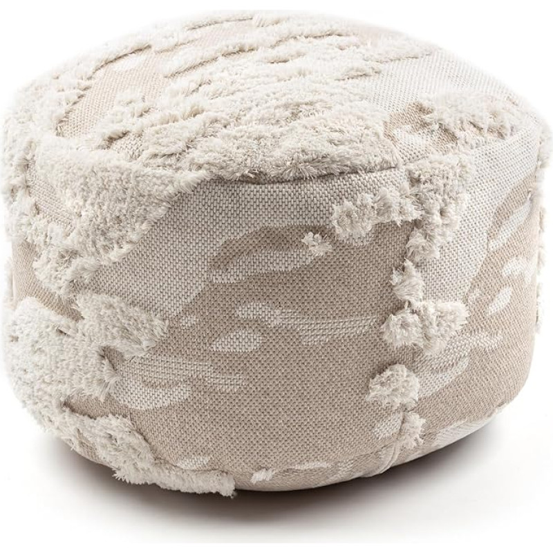 rugsx Pouf Stool Cylinder Boho Footrest for Seat Beige/Cream 50 x 50 x 50 cm