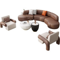 Oversized Modern Sofa Set Pet Friendly Waterproof Leather Sections with Larch Wood Frame and High Density Foam for Stylish Living Room Comfort