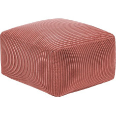Beliani Skandi Mukki Pouf Stool Cord Red 50 x 50 cm Square Modern