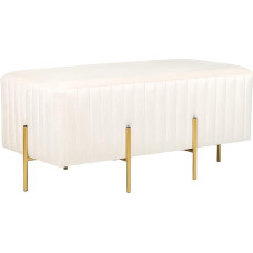 Beliani Dayton Bench Cream White Velvet Fabric Gold Metal Legs