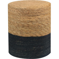 Wimarsbon Natürlicher Seegras Fußhocker, Handweben, runder Ottomane, für Wohnzimmer, Sitzfläche im Freien (Natur & Schwarz)