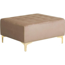 Beliani Modern Ottoman Velvet Fabric Sand Beige Aberdeen