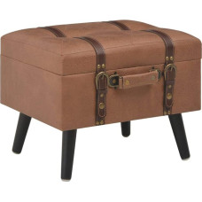 Festnight Stool with Storage Space, Faux Leather Stool, Storage Box, Seat Chest, Upholstered Stool with Solid Wood Legs, Brown, 40 x 33 x 33 cm
