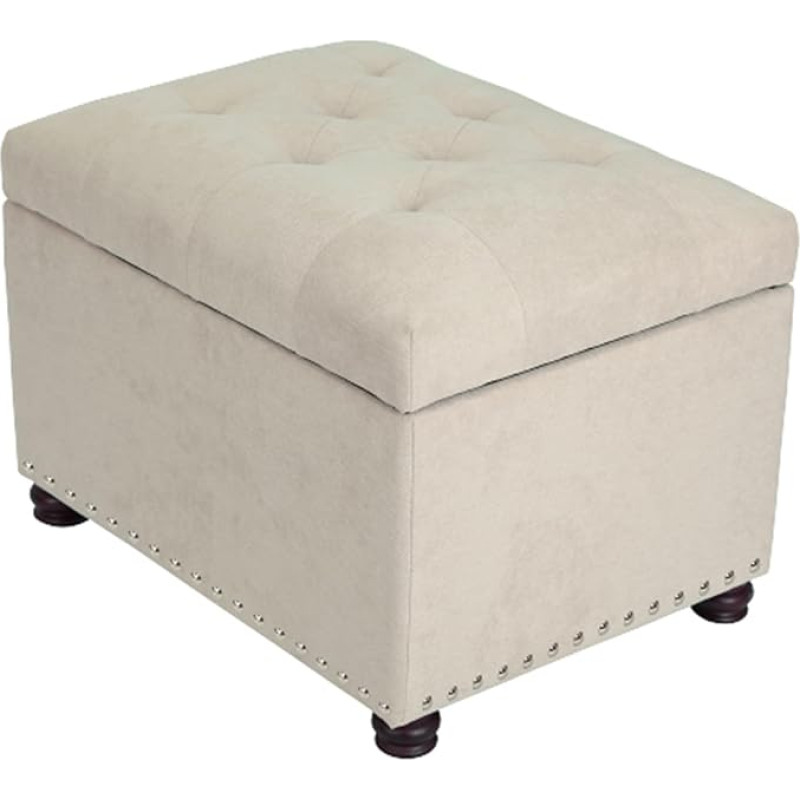 Joveco Beige Fabric Rectangular Storage Bench