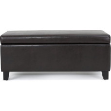 GDF Studio Christopher Knight Home Living Mataeo Espresso Brown Leather Storage Ottoman