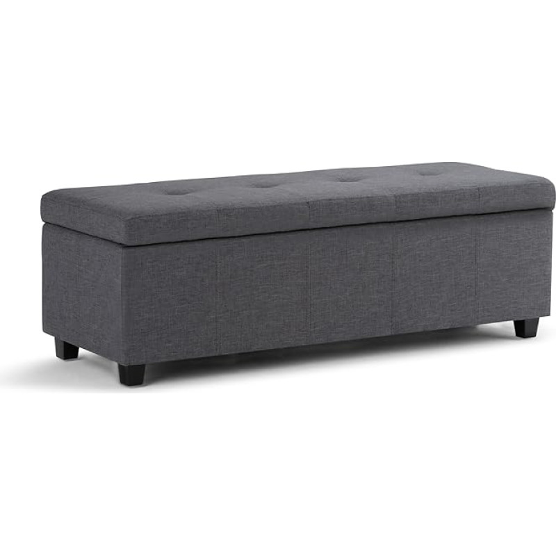 Simpli Home 3AXCOT-241-GL Castleford Large Storage Ottoman Bench, Fabric, Slate Grey, 121.92 x 44.96 x 40.89 cm