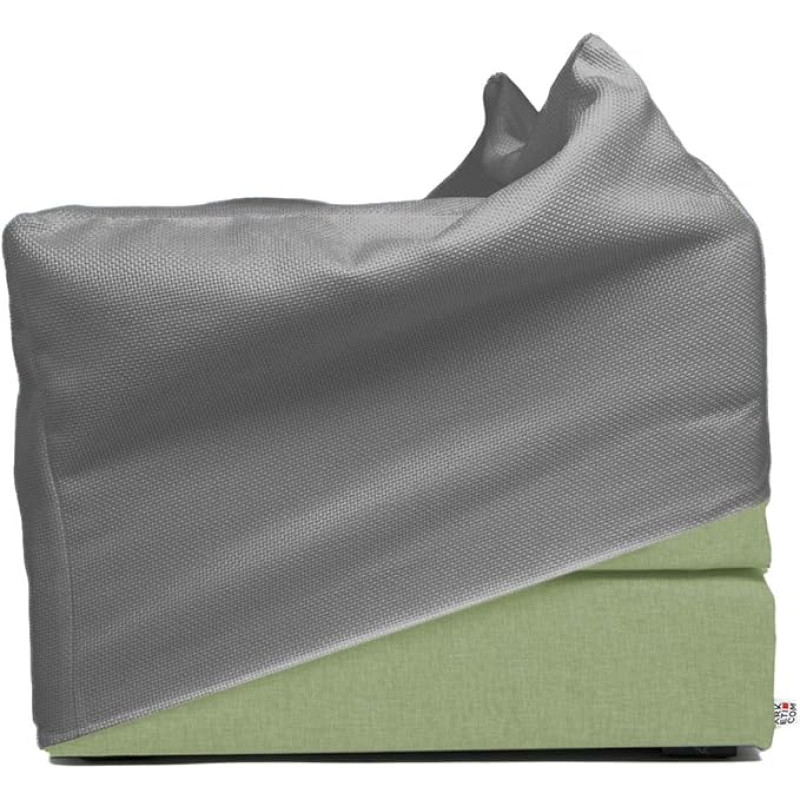 Arketicom Italian Folding Mattress, The Bed That Becomes a Pouf, Light Green Colour Fabric Base and External Cover Grey 80 x 63 x 45 cm Artisans Italian Product 100% Handmade