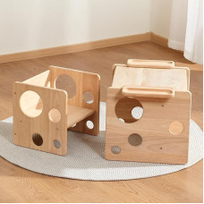 KALDJKS Montessori laste laud koos toolidega väikelastele 1-3 aastat, reguleeritav kõrgus, laste laud ja tool lugemiseks/söömiseks/mängimiseks, lihtne kokku panna