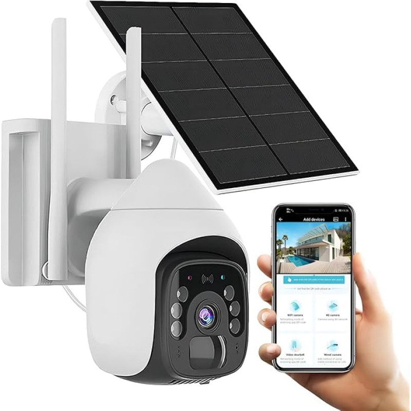 YTNE 2K 3MP välivaatluskaamera, päikesepatarei, WLAN-kaamera, 10000 mAh aku päikesepaneeliga, välikaamera PIR liikumisanduriga, värviline öine nägemine, 2-suunaline heli, kohtvalgustus, IP65