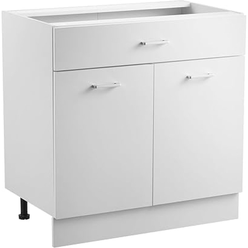 VEVOR valge aluskapp köögikapp koos sahtlitega (800 x 475 x 816 mm) Sahtlite aluskapp, kokkupandav kapp koos pehmelt sulguvate ustega ja reguleeritava riiuliga, kodukontorisse.