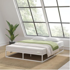 Novilla Bettgestell 90 x 200 cm,Bettrahmen 25 cm Hohe, Bettgestelle mit Lattenrost Holzlattenunterstützung, Stauraum unter dem Bett,Weiß