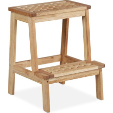 Relaxdays Step Stool Walnut Wood 2 Steps Step Stool Lapsed kuni 60 kg K x S 47 x 38 x 38 cm Plant Stool Natural