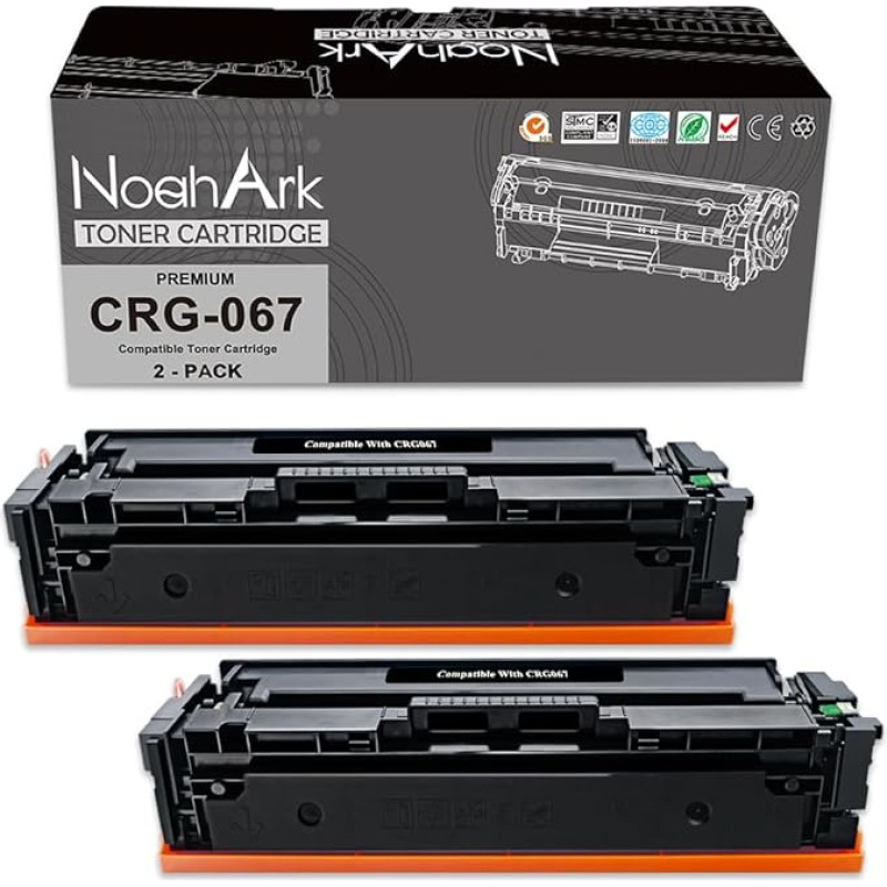 NoahArk Kompatibel für Canon 067 CRG-067 CRG067 (Mit Chip) Tonerkartuschen für Canon i-SENSYS BP633Cdw LBP632Cdw LBP631Cw MF651Cw MF653Cdw MF654Cdw MF655Cdw MF656Cdw MF657Cdw (2 Schwarz)