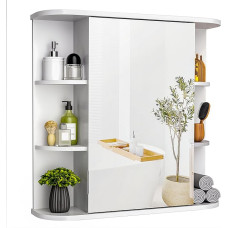 Pamapic peegelkapid vannituppa, peegliga vannitoakapp, seinakapp vannituppa reguleeritavate riiulitega, kapp vannitoa peegliga, seinakapp, 67,5 x 60 cm, valge