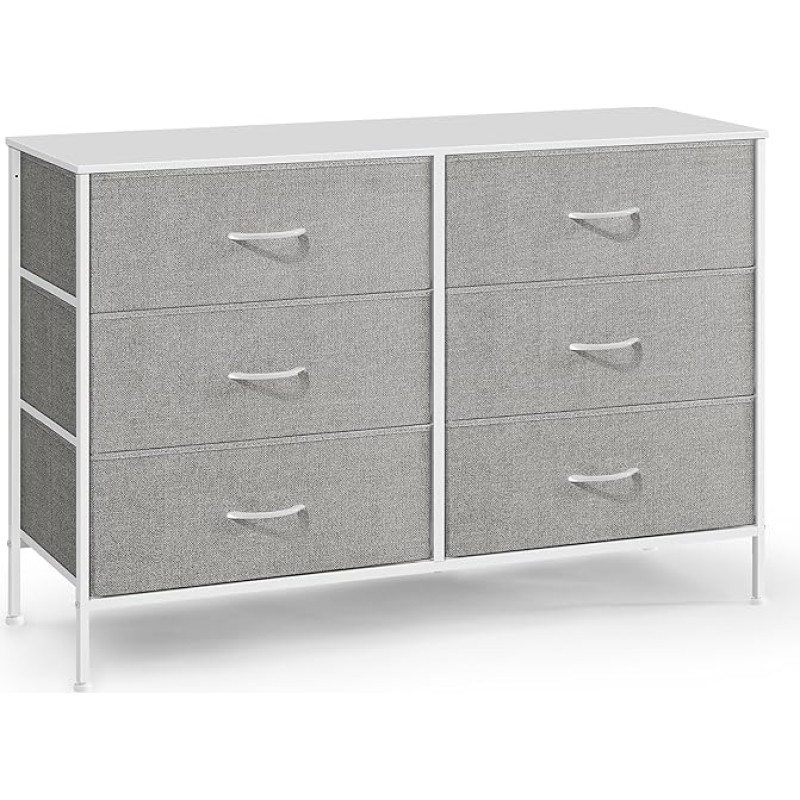 SONGMICS LTS833W01 5 sahtliga kapp, hoiukapp 6 riidest sahtliga, 40 x 117 x 77,5 cm, kaasaegne, valge/hele hall