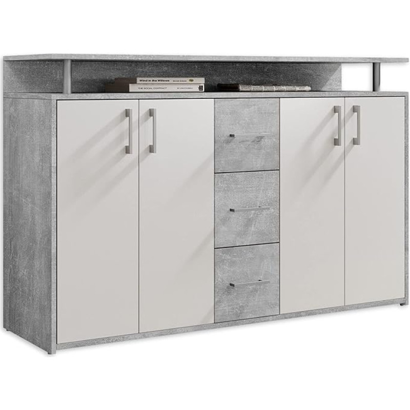 Drift Sideboard betoonist ja valgest, 139 cm