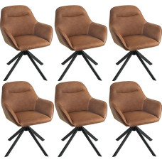Goeurvant Armrest Chair Swivel Faux Leather Brown Set of 6 Dining Room Chairs Swivel Chairs Dining Room Upholstered Chair Kitchen Chair with Armrest for Dining Room Living Room