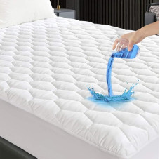 GRT Mattress Topper Mattress Protector 90 x 200 cm, Waterproof Mattress Topper, Breathable Bed Sheet Topper, Fitted Sheet with Hexagonal Quilting Made of Noiseless Material Topper Protector White