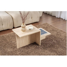 Modern Rustic Coffee Table, Travertine, 80 x 40 x 40 cm, Made from 100% Melamine Coated Particle Board, Thickness: 18 mm, Perfect for Modern Home Office & Study Spaces, Elegant and Functional Design
