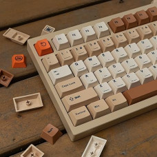 PBT Keycaps 143 Keys Cherry Profile Retro Keycaps Set Dye-Sub Postage Stamp ISO ANSI Beige Keycaps Custom Keyboard Keycaps for 60% 65% 70% 75% Cherry Gateron MX Switches Mechanical Keyboards