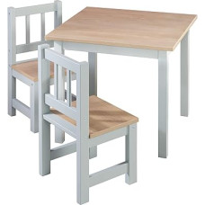 roba 'Woody' Children's Furniture Set - 2 Children's Chairs and 1 Table - Furniture for Children in Wood Decoration and Taupe