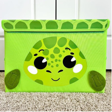 QUOKKA Toy Storage Box for Boys and Girls - 40 x 30 x 25 cm Toy Boxes for Children with Turtles - Foldable - Handles - Hinged Lid - Fabric Container for Playroom