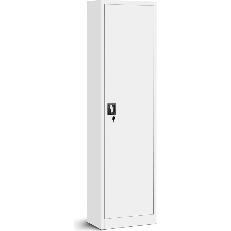 Jan Nowak Filing Cabinet Office Cabinet Metal Cabinet Storage Cabinet 4 Shelves Double Door Swivel Handle Powder Coating Metal 185 cm x 45 cm x 40 cm (White)